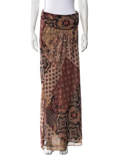 Pre-owned Misa Patterned Long Skirt In Brown