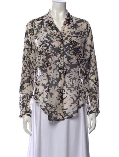 Pre-owned Misa Patterned Long Sleeve Blouse In Black/pink