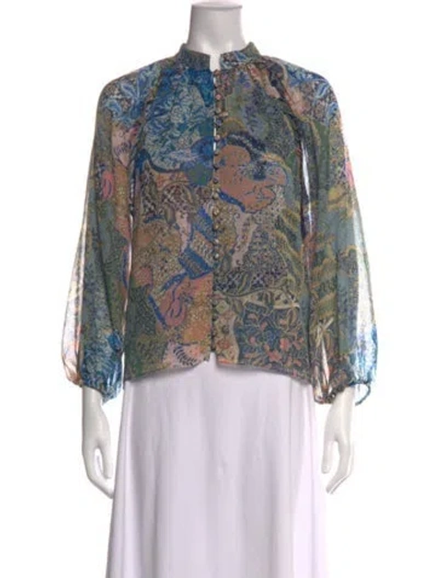 Pre-owned Misa Patterned Long Sleeve Blouse In Multi