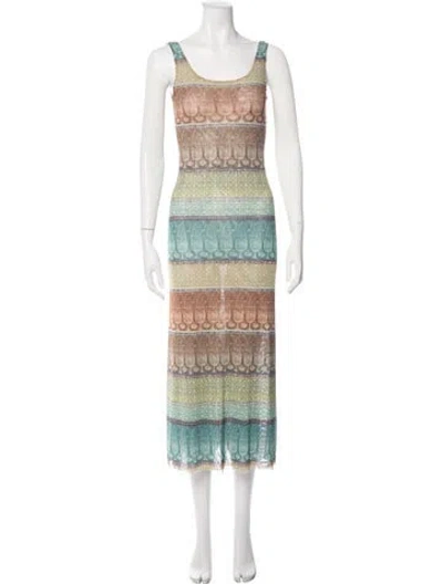 Pre-owned Misa Patterned Midi Length Dress In Multicolor