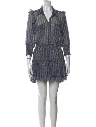 Pre-owned Misa Patterned Mini Dress In Blue/neutrals