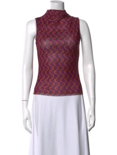Pre-owned Misa Patterned Mock Neck Top W/ Tags In Multicolor