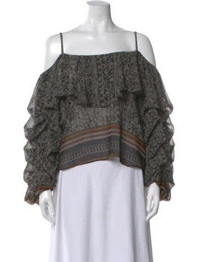 Pre-owned Misa Patterned Off-the-shoulder Blouse In Black