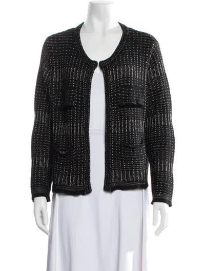 Pre-owned Misa Patterned Open Front Sweater In Black