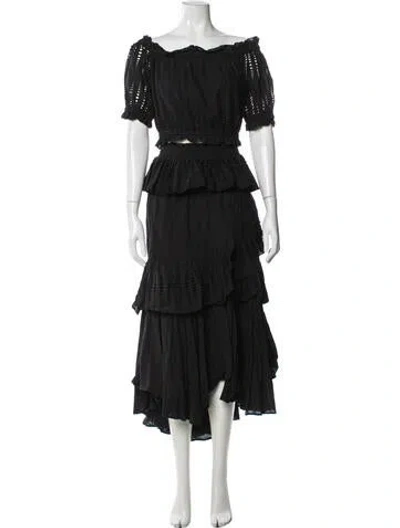 Pre-owned Misa Patterned Ruffle Embellishment Skirt Set In Black