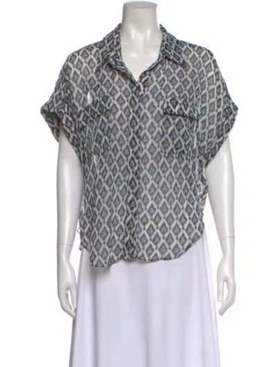 Pre-owned Misa Patterned Short Sleeve Blouse W/ Tags In Black
