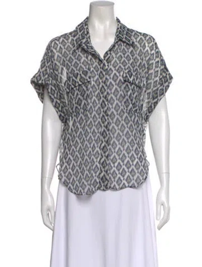 Pre-owned Misa Patterned Short Sleeve Blouse W/ Tags In Multi