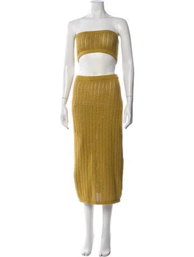Pre-owned Misa Patterned Skirt Set W/ Tags In Yellow