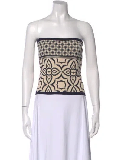 Pre-owned Misa Patterned Strapless Top In Blue