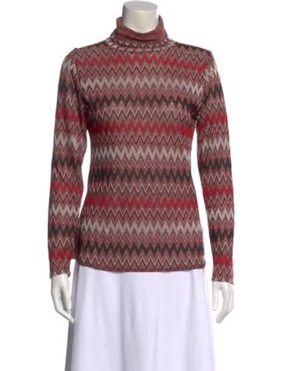 Pre-owned Misa Patterned Turtleneck Top In Multi