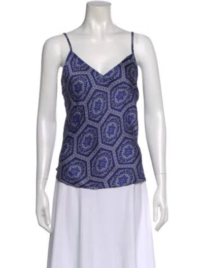 Pre-owned Misa Patterned V-neck Top W/ Tags In Blue