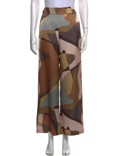 Pre-owned Misa Patterned Wide Leg Pants In Brown