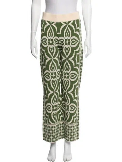 Pre-owned Misa Patterned Wide Leg Pants In Green