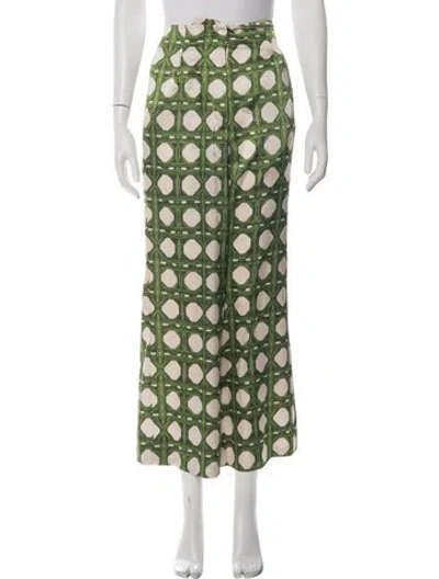 Pre-owned Misa Patterned Wide Leg Pants In Green