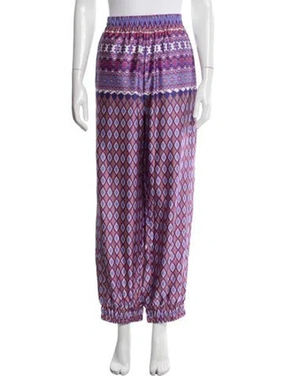 Pre-owned Misa Patterned Wide Leg Pants W/ Tags In Purple