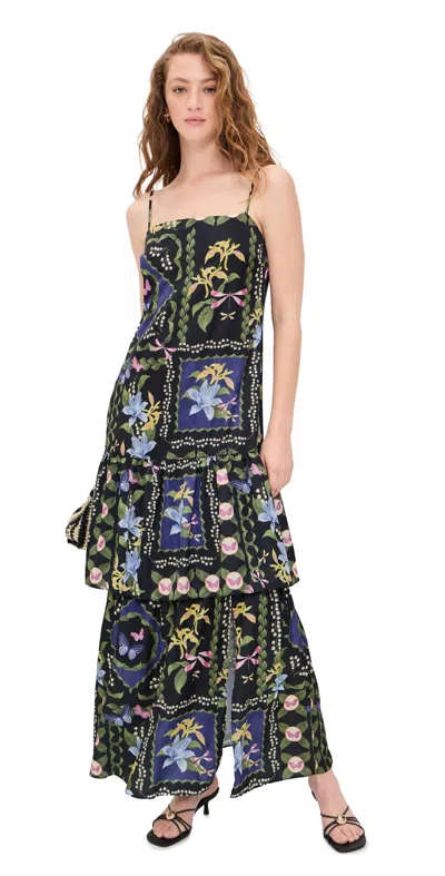 Misa Paulette Dress Patchwork Butterfly In Multi