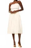 Misa Persis Strapless Eyelet Cotton Midi Dress In Cream In White