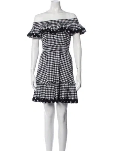 Pre-owned Misa Plaid Print Mini Dress In Black/white