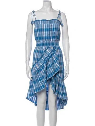 Pre-owned Misa Plaid Print Mini Dress In Blue