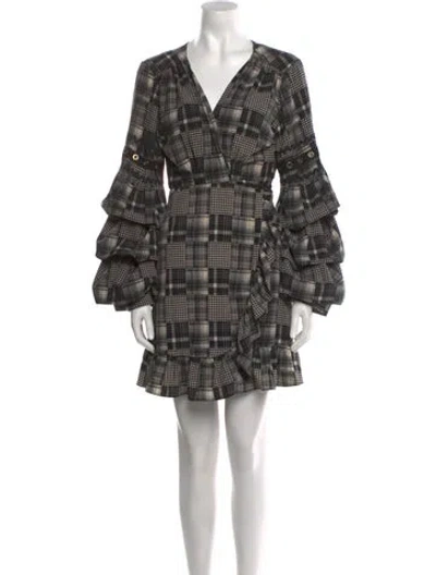 Pre-owned Misa Plaid Print Mini Dress In Multi
