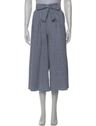 Pre-owned Misa Plaid Print Wide Leg Pants In Blue
