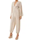 Misa Pleated Jumpsuit In Ivory In Multi
