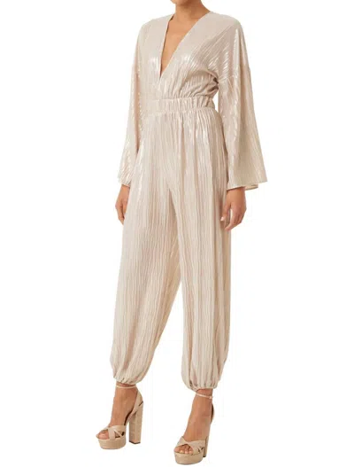 Misa Pleated Jumpsuit In Ivory In Multi