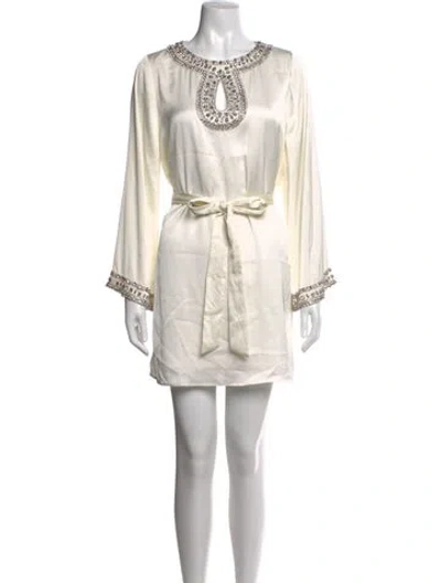 Pre-owned Misa Plunge Neckline Mini Dress In Neutrals