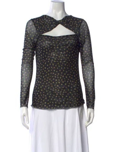 Pre-owned Misa Polka Dot Print Asymmetrical Top In Blue