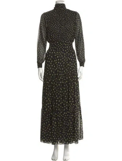 Pre-owned Misa Polka Dot Print Long Dress In Black