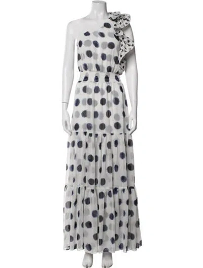 Pre-owned Misa Polka Dot Print Long Dress In Grey