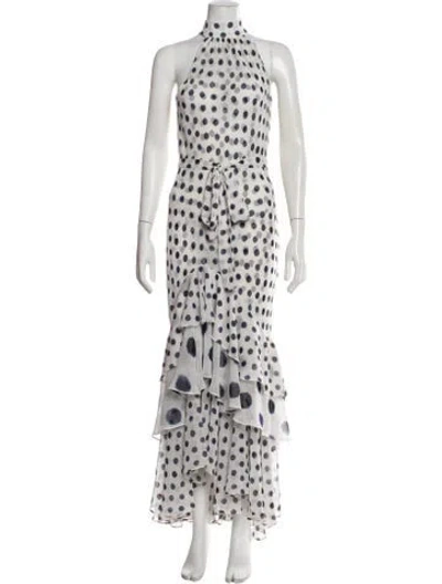 Pre-owned Misa Polka Dot Print Long Dress In Grey