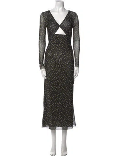 Pre-owned Misa Polka Dot Print Long Dress In Multi