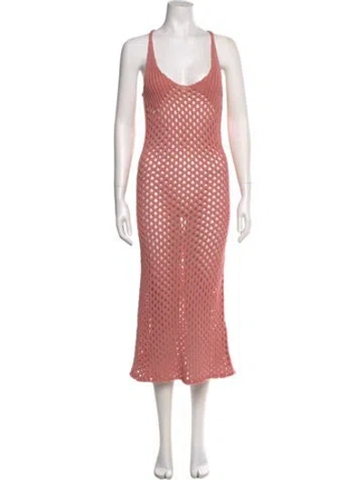 Pre-owned Misa Polka Dot Print Long Dress W/ Tags In Pink