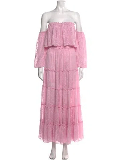 Pre-owned Misa Polka Dot Print Long Dress W/ Tags In Pink
