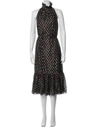 Pre-owned Misa Polka Dot Print Midi Length Dress In Multi