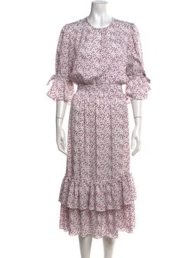 Pre-owned Misa Polka Dot Print Midi Length Dress In Multi