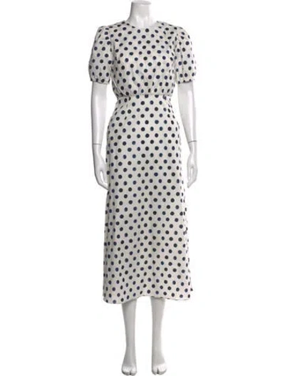 Pre-owned Misa Polka Dot Print Midi Length Dress In Multicolor