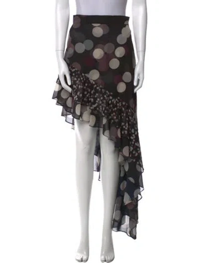 Pre-owned Misa Polka Dot Print Midi Length Skirt In Black