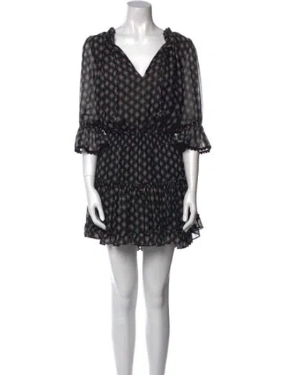 Pre-owned Misa Polka Dot Print Mini Dress In Black
