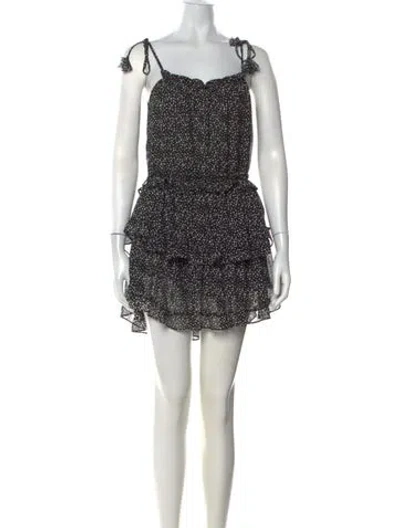 Pre-owned Misa Polka Dot Print Mini Dress In Black