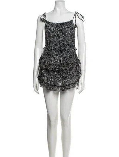 Pre-owned Misa Polka Dot Print Mini Dress In Black