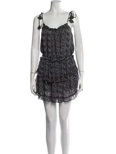 Pre-owned Misa Polka Dot Print Mini Dress In Black