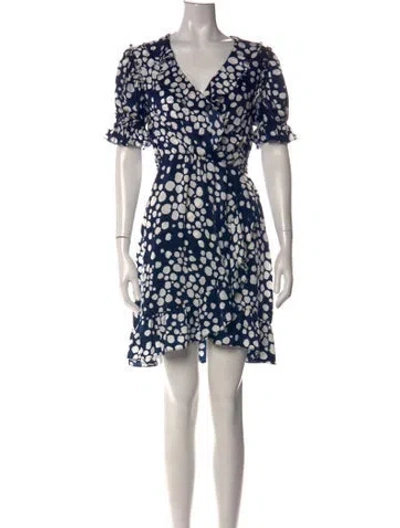 Pre-owned Misa Polka Dot Print Mini Dress In Blue