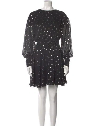 Pre-owned Misa Polka Dot Print Mini Dress In Gray