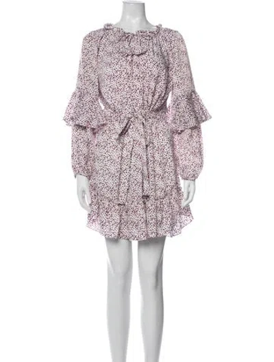 Pre-owned Misa Polka Dot Print Mini Dress In Purple/white