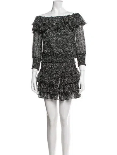 Pre-owned Misa Polka Dot Print Ruffle Embellishment Skirt Set W/ Tags In Black
