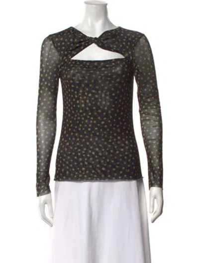 Pre-owned Misa Polka Dot Print Square Neckline Top In Multicolor