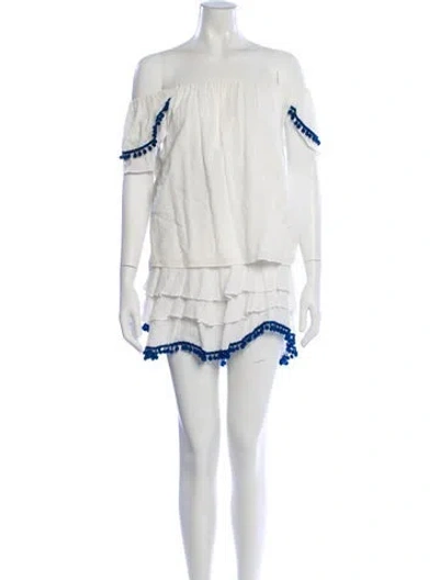 Pre-owned Misa Pom-pom Embellishments Skirt Set In White