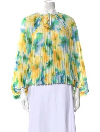 Pre-owned Misa Printed Bateau Neckline Blouse In Multi